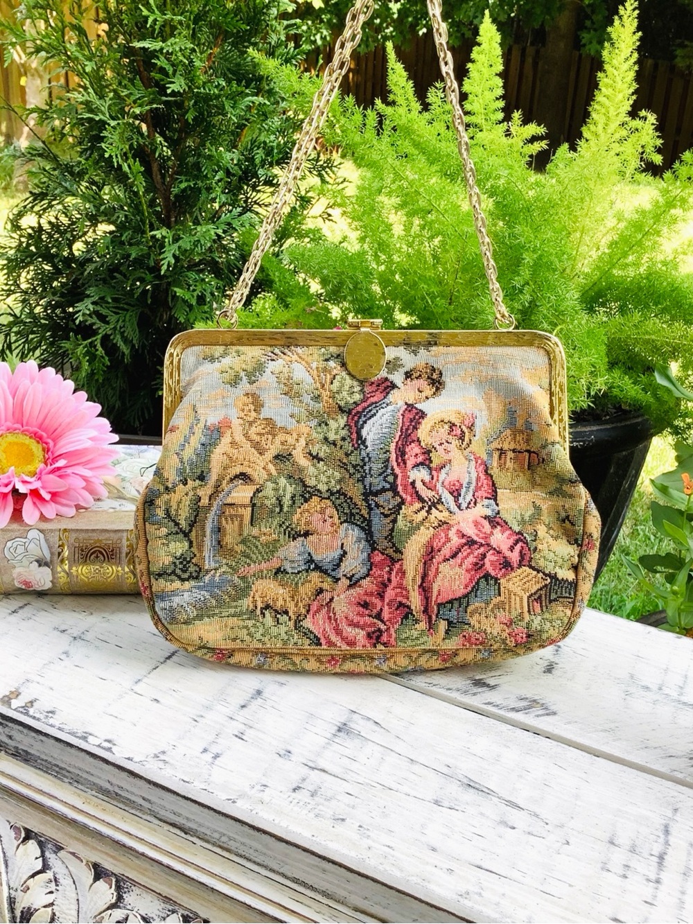 Rococo Petit Point Tapestry Purse